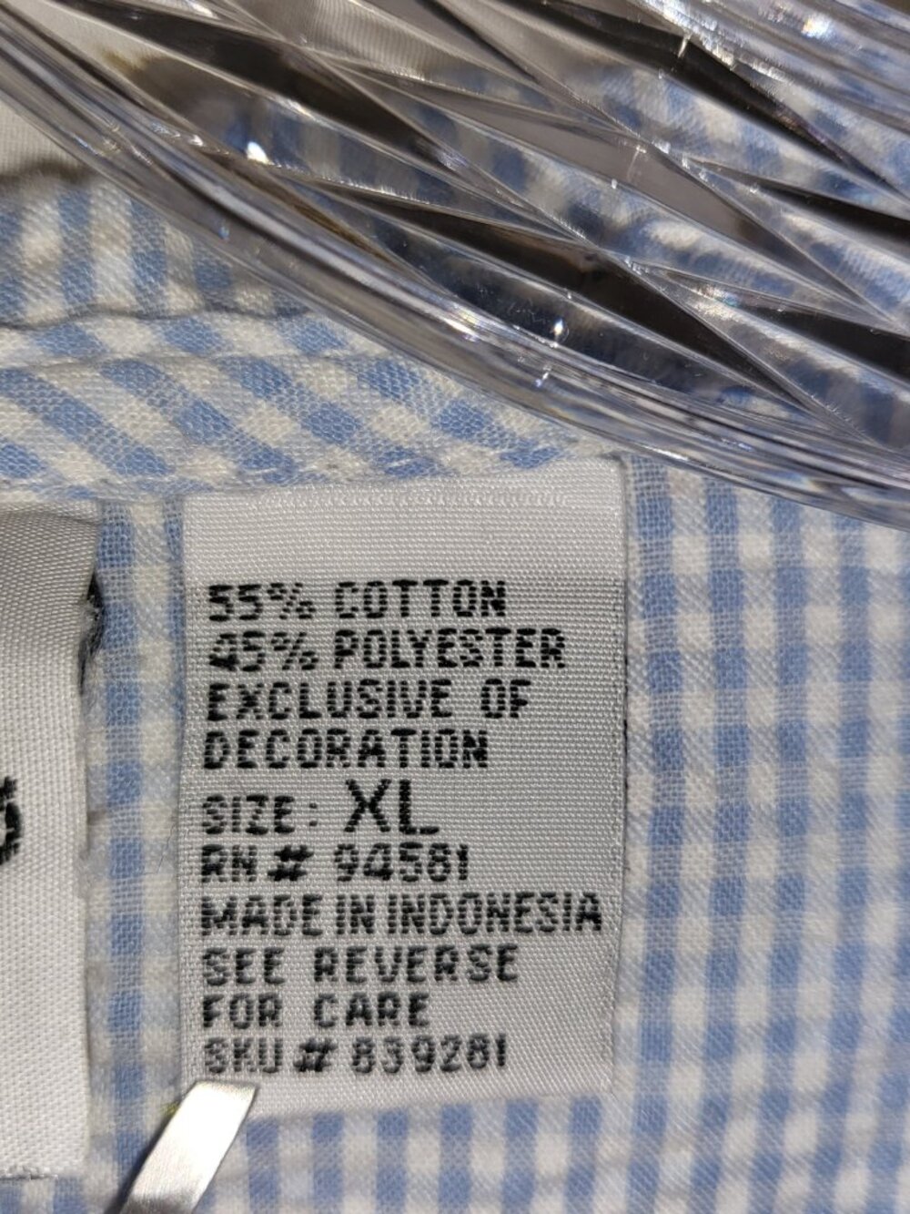 Secret Fantasies Vintage 80's/90's 2 pc Pajama Set Size XL Blue/White Gingham - Picture 8 of 15
